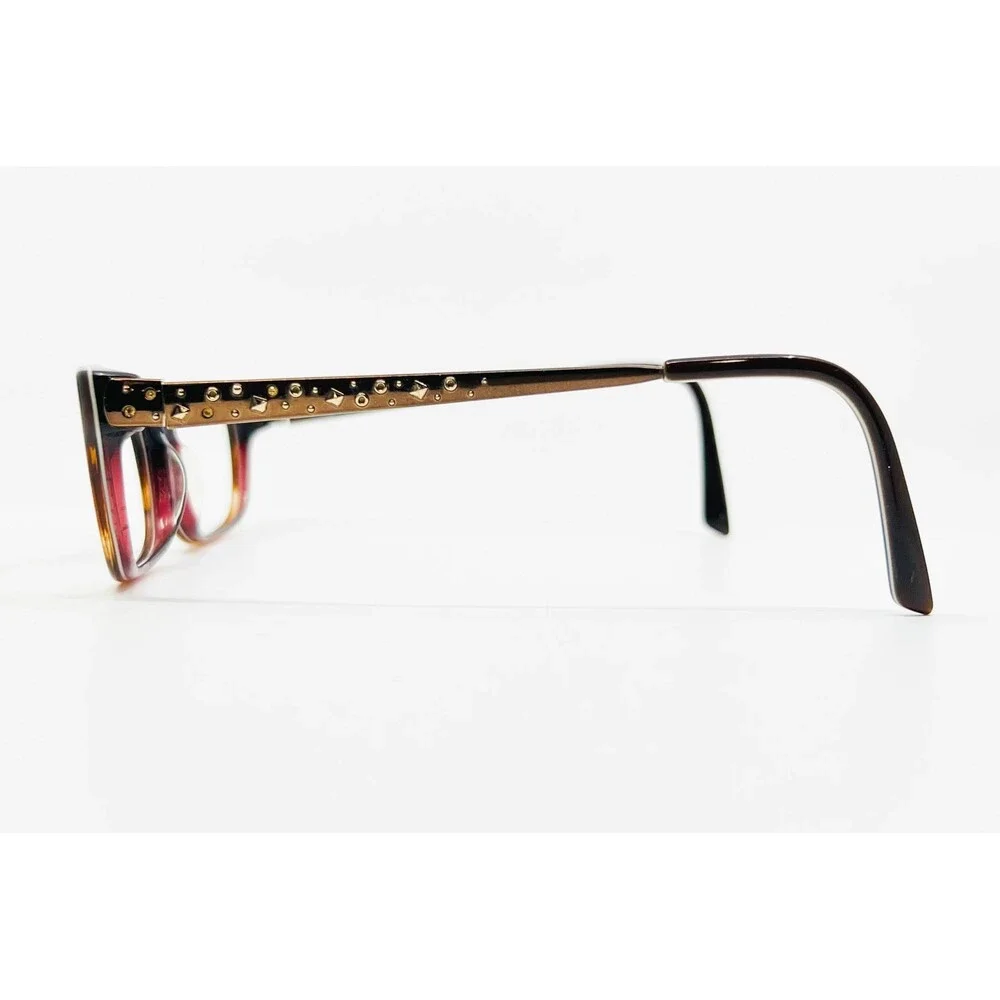 Bebe Eyeglasses Womens Brown Pink Studded Designer Frames 51-16-135